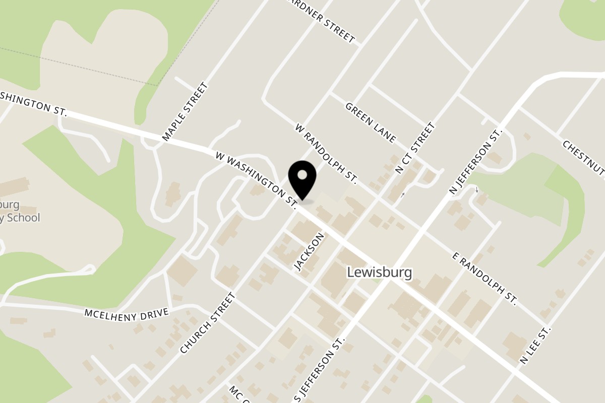 Map showing the location of The Humble Tomato on 855 Washington St W in Lewisburg